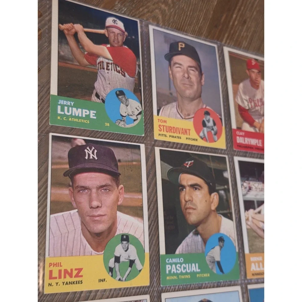 Vintage 1963 Topps Baseball Cards Sheet Of 9